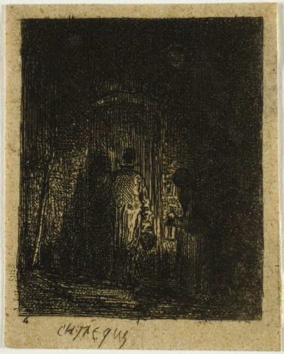提灯を持つ男女 作： Charles Emile Jacque