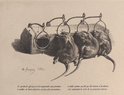 ネズミ捕り、1860年。 作： Charles Emile Jacque