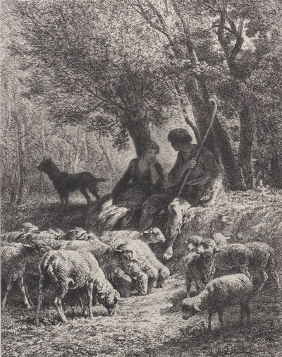 田園風景、1864年。 作： Charles Emile Jacque