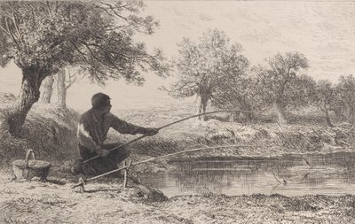 ベイトフィッシング、1864年。 作： Charles Emile Jacque