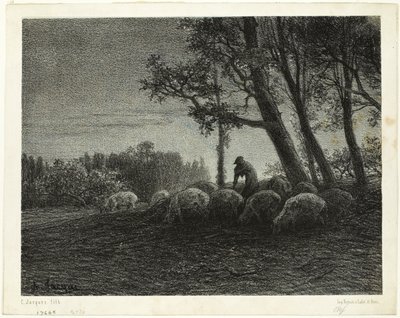 詩的な黄昏 作： Charles Emile Jacque