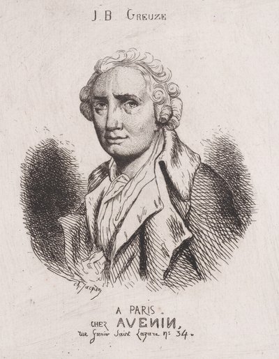 J.B.グルーズの肖像、19世紀。 作： Charles Emile Jacque