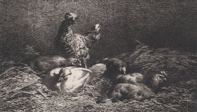 めんどり、1867年。 作： Charles Emile Jacque