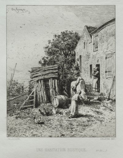 素朴な家。 作： Charles Emile Jacque