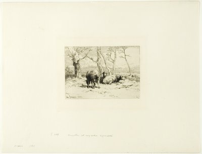 羊と五本の木 作： Charles Emile Jacque