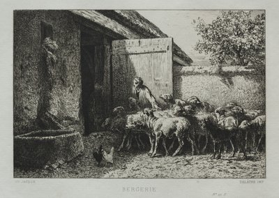 羊飼い 作： Charles Emile Jacque