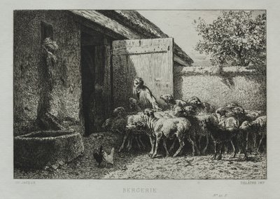 羊飼い。 作： Charles Emile Jacque
