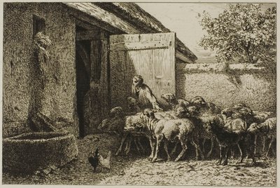 羊飼い 作： Charles Emile Jacque