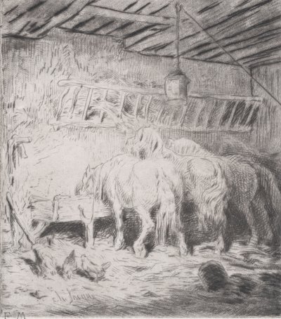 厩舎、1848 年。 作： Charles Emile Jacque