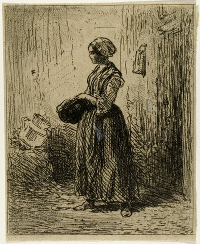 立っている農民の女性 作： Charles Emile Jacque
