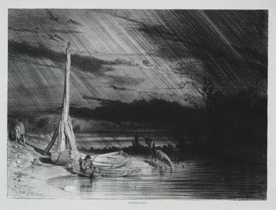 漁師、雨天 作： Charles Emile Jacque