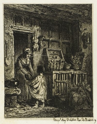 果物商人と子供 作： Charles Emile Jacque
