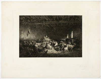 ラージ シープコット、水平プレート 作： Charles Emile Jacque