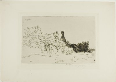 大きなわらぶき屋根のコテージ、ケルカシエ 作： Charles Emile Jacque