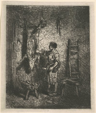 豚の肉屋 作： Charles Emile Jacque