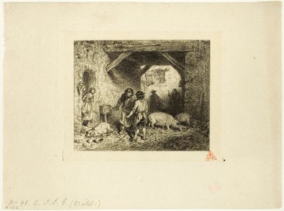 豚の屠殺者 作： Charles Emile Jacque