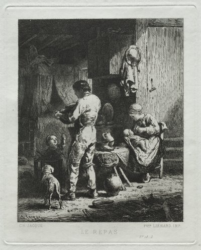 Repast。 作： Charles Emile Jacque