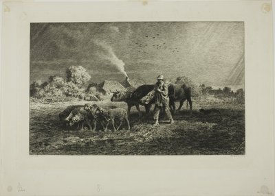 嵐 作： Charles Emile Jacque