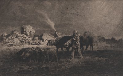 嵐、1865年。 作： Charles Emile Jacque