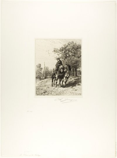 曳舟道 作： Charles Emile Jacque