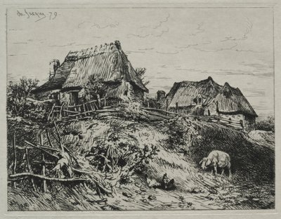 銀行の 2 つのコテージ 作： Charles Emile Jacque