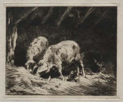 2つの豚。 作： Charles Emile Jacque