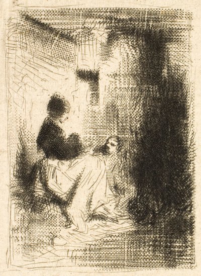 女性と彼女の子供たち 作： Charles Emile Jacque