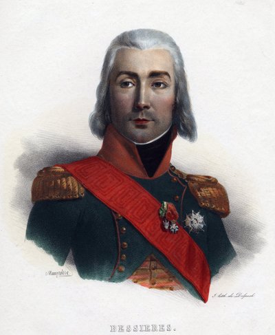 Jean Baptiste (Jean-Baptiste) Bessieres (1768-1813) の肖像、フランス元帥 - Mauraisse、Charles Emile (1799-1852) - 1835 - リトグラフ、水彩 - 32x24 - プライベート コレクション 作： Charles Emile Mauraisse