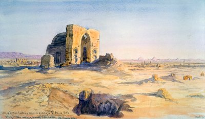 墓の都市、サッカラ、カイロ、エジプト、1863年に向かっています。 作： Charles Émile de Tournemine