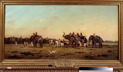 インディアンの狩猟シャルル・ド・トゥルヌミーヌ（1812-1872）の絵 作： Charles Émile de Tournemine