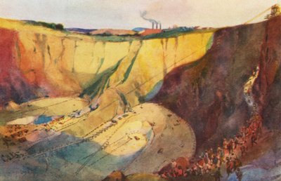 カリナン・ダイヤモンドが発見された場所、プレミア鉱山（カラーリトグラフ） 作： Charles Ernest Peers