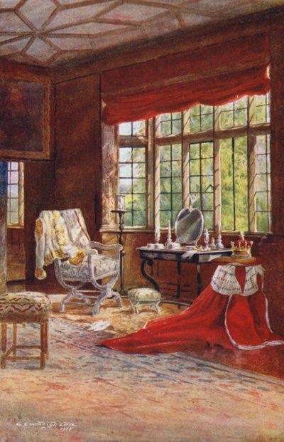ノールハウススパングルド・ベッドルーム、窓（カラーリトグラフ） 作： Charles Essenhigh Corke
