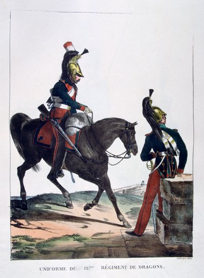 1823年フランスのドラグーン連隊の制服。 作： Charles Etienne Pierre Motte