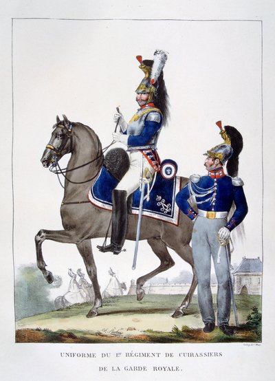 1823年フランスの王室警備隊の第1連隊の制服。 作： Charles Etienne Pierre Motte