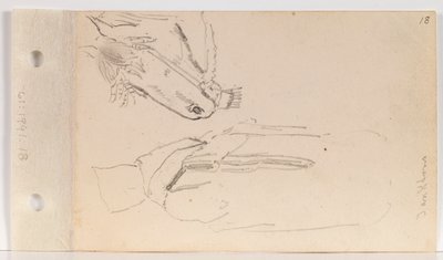 ヤンクトン インディアンと馬の研究 (葉 18 直腸) 作： Charles Ferdinand Wimar