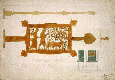ライティングデスクのデザイン 真鍮製ヒンジ 作： Charles Francis Annesley Voysey