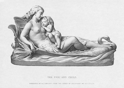 ペリと子供、1871年頃、RAアートレットによって彫刻 作： Charles Francis Fuller