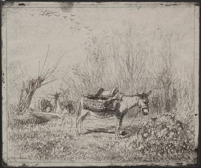 1921年に印刷されたロバの野原、オリジナルの印象1862。 作： Charles Francois Daubigny