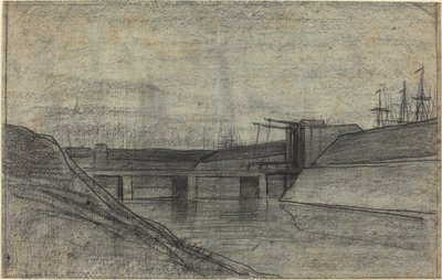 河口に架かる橋 作： Charles Francois Daubigny