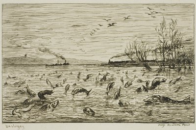 船頭小僧の旅立ちを祝う魚たち（The Fish） 作： Charles Francois Daubigny
