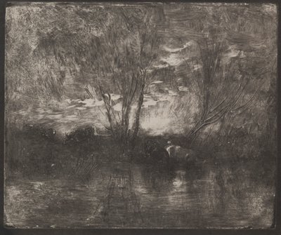 1921年に印刷された1862年のオリジナルウォータープレイスの牛。 作： Charles Francois Daubigny