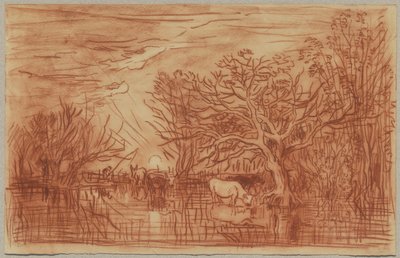 水飲み場の牛、1863年 作： Charles Francois Daubigny