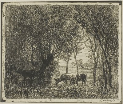 森の中の牛 作： Charles Francois Daubigny