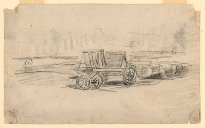 図面、農耕用ワゴン、1850年頃 作： チャールズ・フランソワ・ドービニー