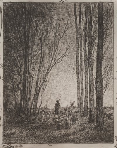群れに集まる、オリジナルの印象1862、1921年に印刷。 作： Charles Francois Daubigny