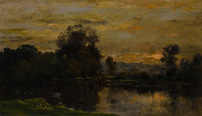 アヒルのいる風景、1872年。 作： Charles Francois Daubigny