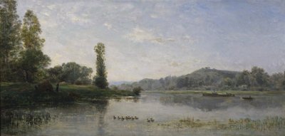 川のある風景、1860 作： Charles Francois Daubigny