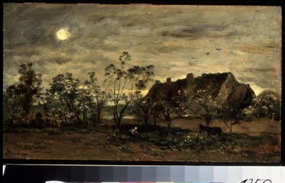 「ノルマンディーのオンフルールに降り注ぐ夕べ」（オンフルールの夕べ） シャルル・フランソワ・ドービニー（1817-1878）作 1870年 プーシキン美術館、モスクワ 作： Charles Francois Daubigny