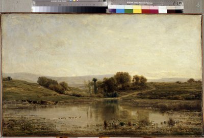 「レタン」（池） シャルル・フランソワ・ドービニー作（1817-1878） 1858年 幅 57.5x93.5 cm エルミタージュ美術館、サンクトペテルブルク 作： Charles Francois Daubigny