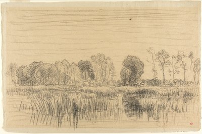 湿原と木々のスクリーン 作： Charles Francois Daubigny